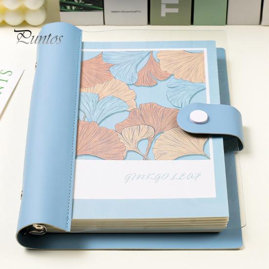 A5 B5 Binder Notebook 120 Pages Artificial Leather Cover Lined Loose-leaf Notebook Metal Snap Personal Journal