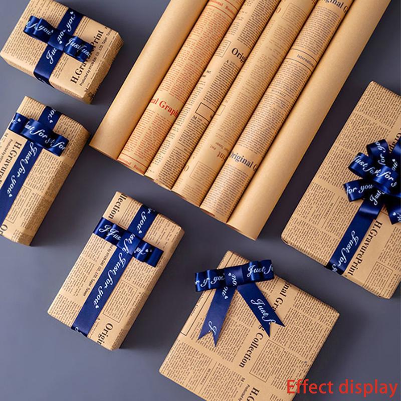 5 листов винтажной английской газетной крафт-бумаги коричневого цвета для внешней упаковки подарков и цветов.