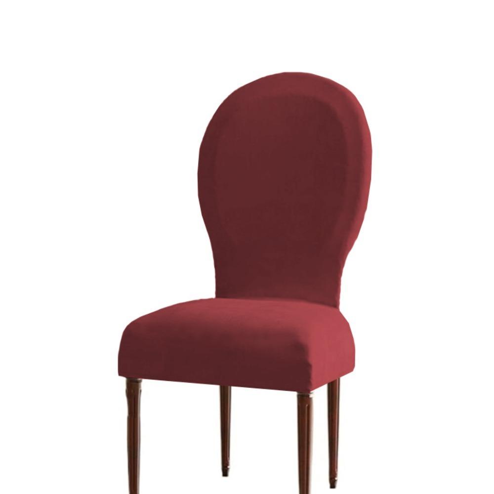 Thickened Velvet Round Back Dining Chair Cover Solid Color Protective Seat Case Hotel