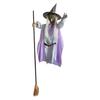 6 FT Halloween Flying Witch Decor Voice Activated Animatronic Witch On Broom with Light-up Eyes for Garden Yard Lawn Outdoor Indoor Decor