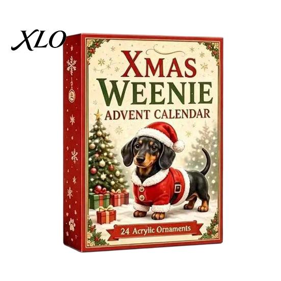 Travel Companion Toys 3D Dachshund Advent Calendar with 24 Unique Mini Dog Figures, Christmas Interactive Games for Friends Countdown Toy Set