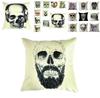 Skeleton Head Throw Pillow Cover With Linen Fabric For Home Decor And Living Room