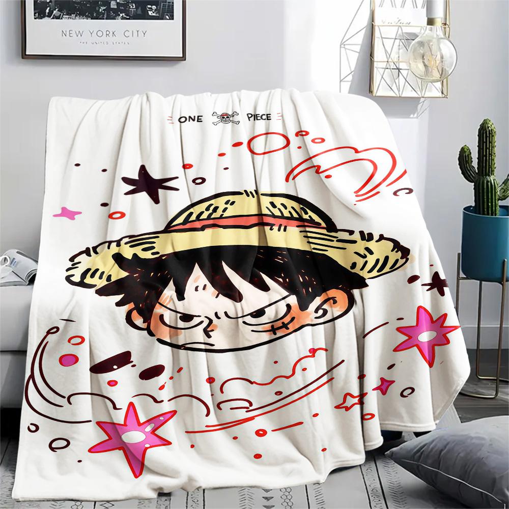 1PC One Piece Monkey D Luffy Patterned Flannel Blanket Suitable For All Seasons For Home Decor Warmth And Comfort Gifts Holiday Present