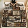 1PC Patchwork style Print FlAannel Blanket, High quality Comfortable for All Seasons, Home Decor, Warmth and Comfort