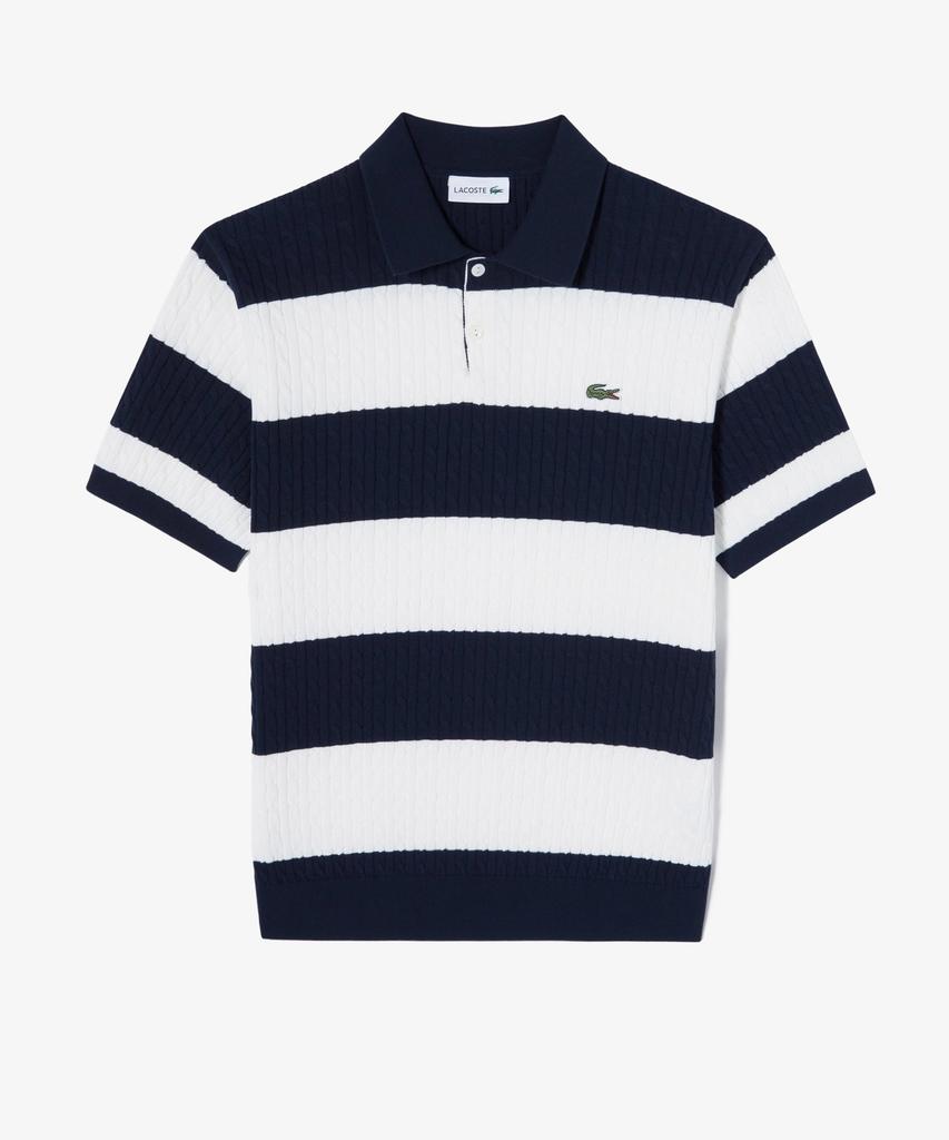 LACOSTE Men'S Cable Short Sleeve Sweater Polo Shirt Ph368E-56G Hde