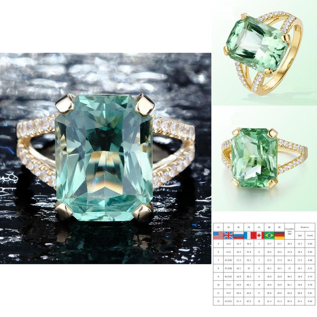 Rings Green Vintage Crystal Fashion Retro Jewelry For Women Gifts