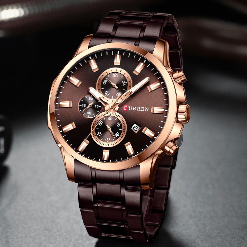 CURREN Luxury Brand Sports Quartz Watches Men Watch with Luminous Hands Chronograph Auto Date Fashion Stainless Steel Wristwatch