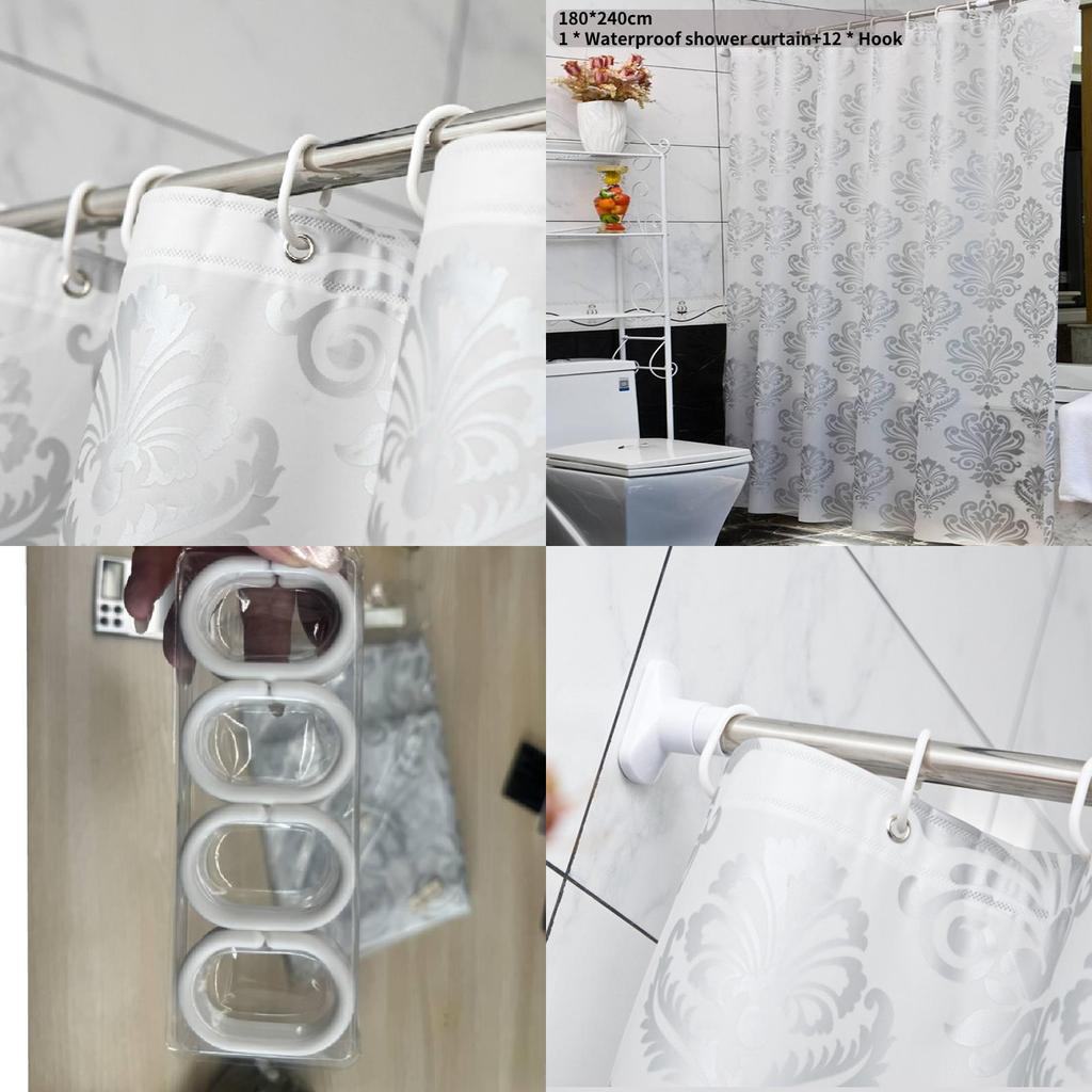 European Style Waterproof Peva Shower Curtain With Geometric Abstract Pattern For Bathroom Decor And Gift