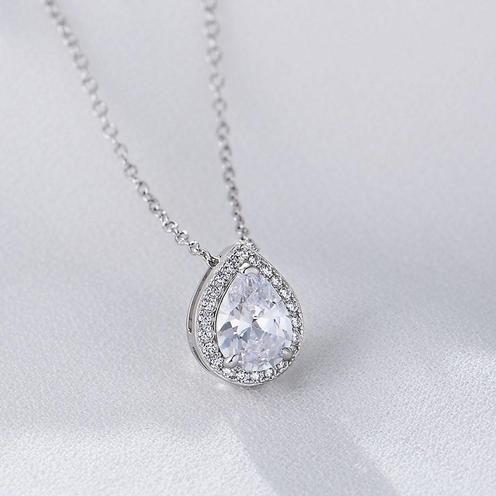 Fashion Jewelry Necklaces 925 Sterling Silver Diamond Necklace Water Drop Zircon Pendant Gold Plated Necklaces Women