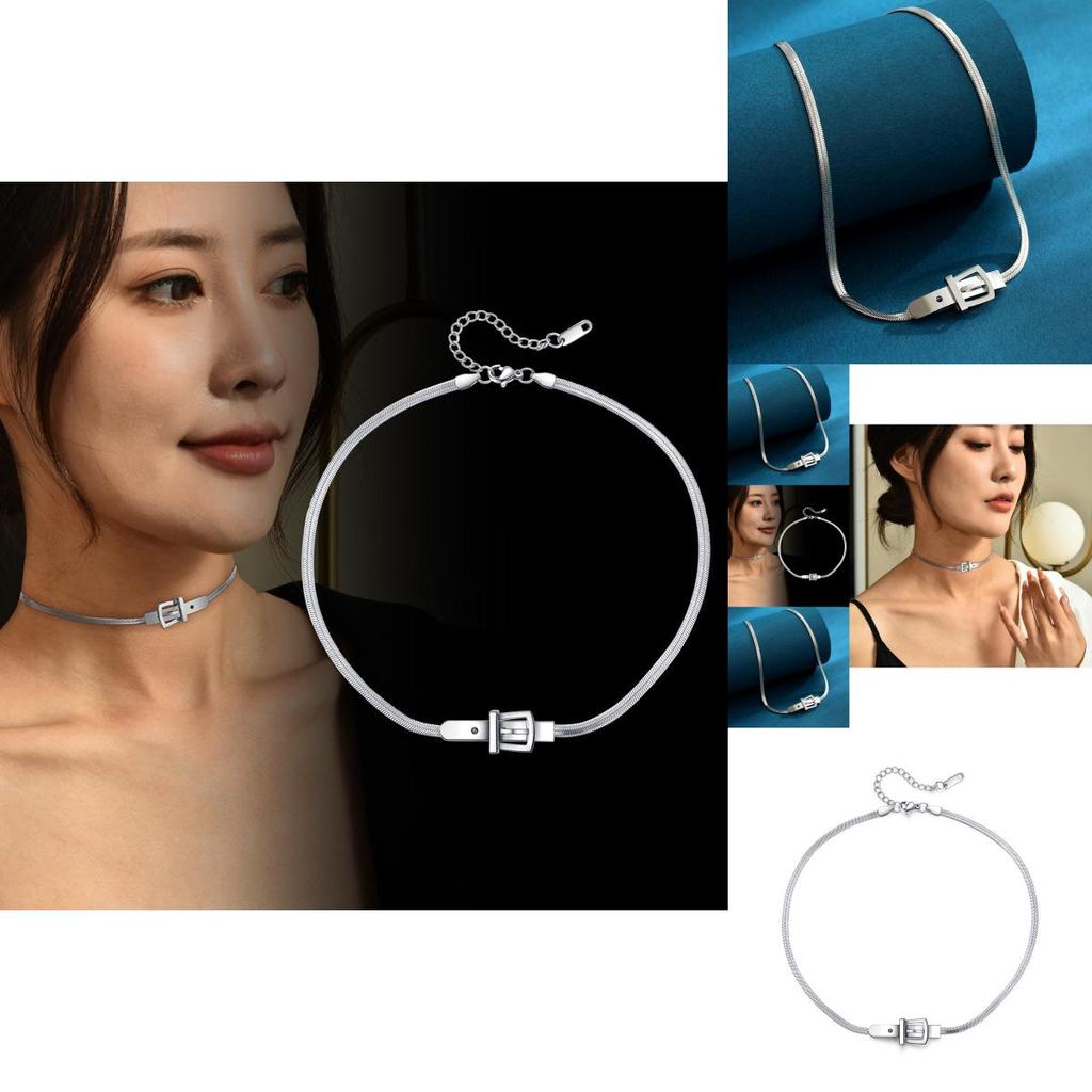 Стильное ожерелье из титановой стали «Змеиная кость» для женщин с геометрическим дизайном для модного чокера