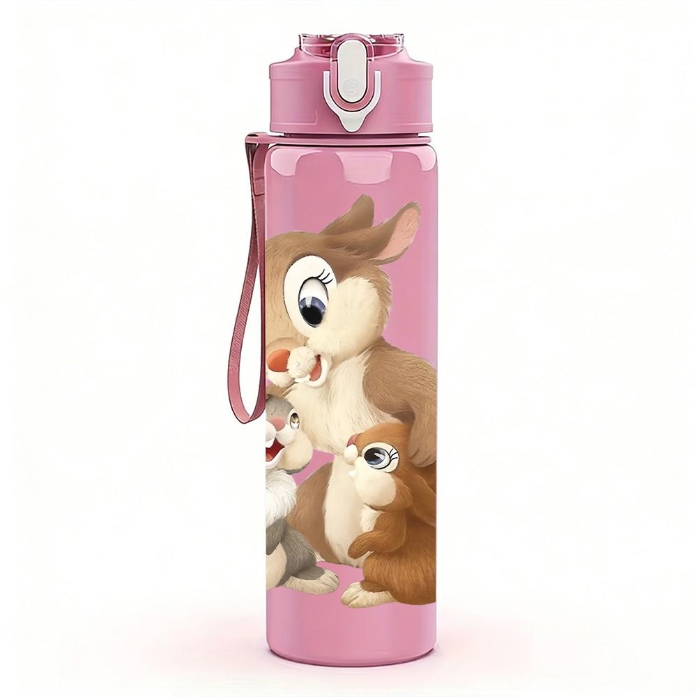 1PC Rabbit Squirrel Small Animal Group Print 750ml Color Plastic Sports Water Bottle Leakproof Flip Straw Lid Suitable for Sports Office Home Use