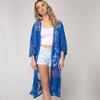 Summer New Lace Bikini Cover Up Sexy Sheer Mesh Embroidered Elegant Dress Casual Beach Cardigan Women Swimwear Cover Up Q894