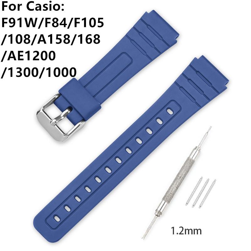 18 мм ремешок из ТПУ-смолы для часов Casio F-91W F-84 F-105/108 A-158/168 AE-1200/1300, водонепроницаемый спортивный браслет, аксессуары