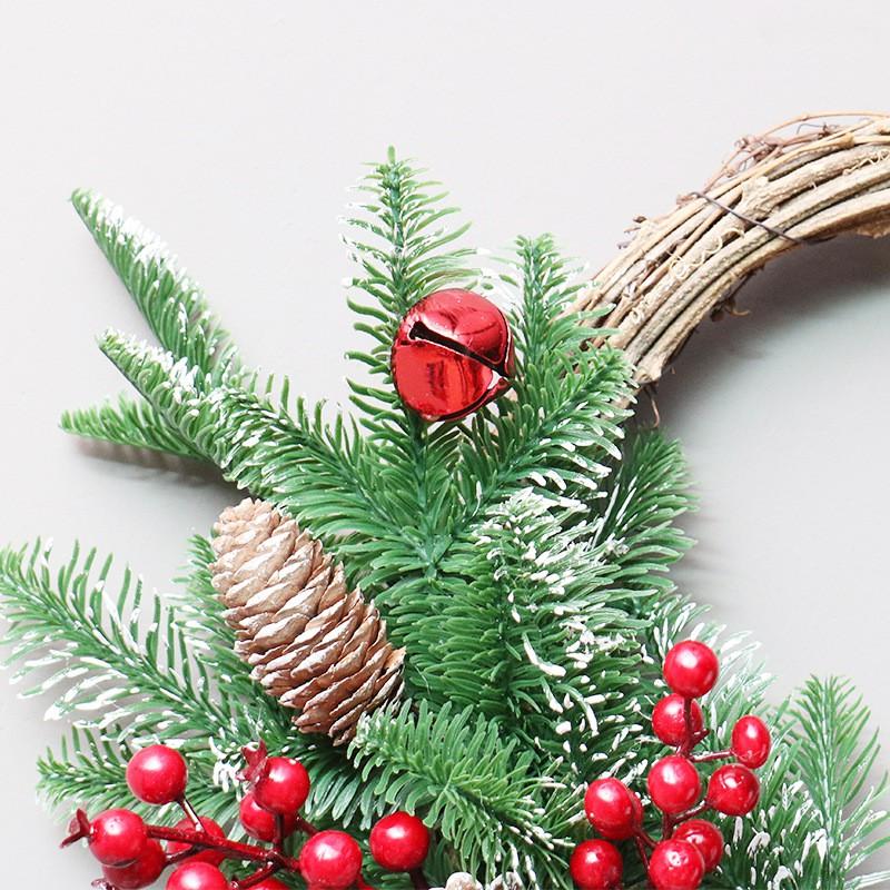 Christmas Decor Red Ribbon Premium PE Pine Cone Wreath Hotel Mall Hanging