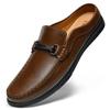 Fashion Fashion Designer Men's Muller Shoes Genuine Leather Casual Shoes Soft Business Lazy Flats Comfortable Half Drag Slip On Slippers