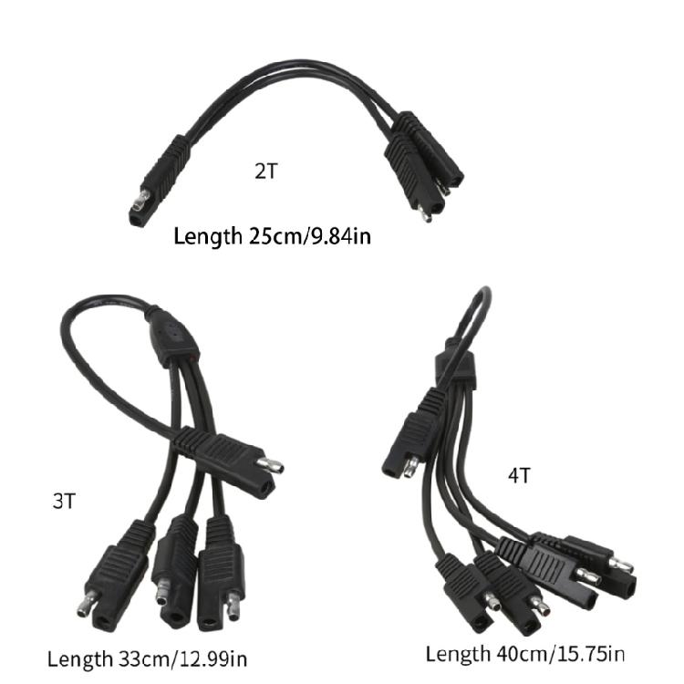 18AWG SAE Y Splitters Cable SAE 1 to 2/3/4 Charging Power Automotive Connectors