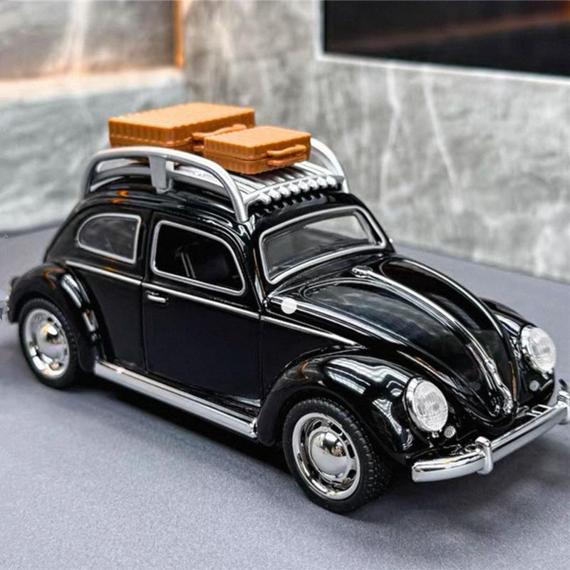 Travel Version 1/32 Beetle Alloy Classic Car Model Diecasts Metal Retro Vehicles Car Model Simulation Sound Light Kids Toys Gift