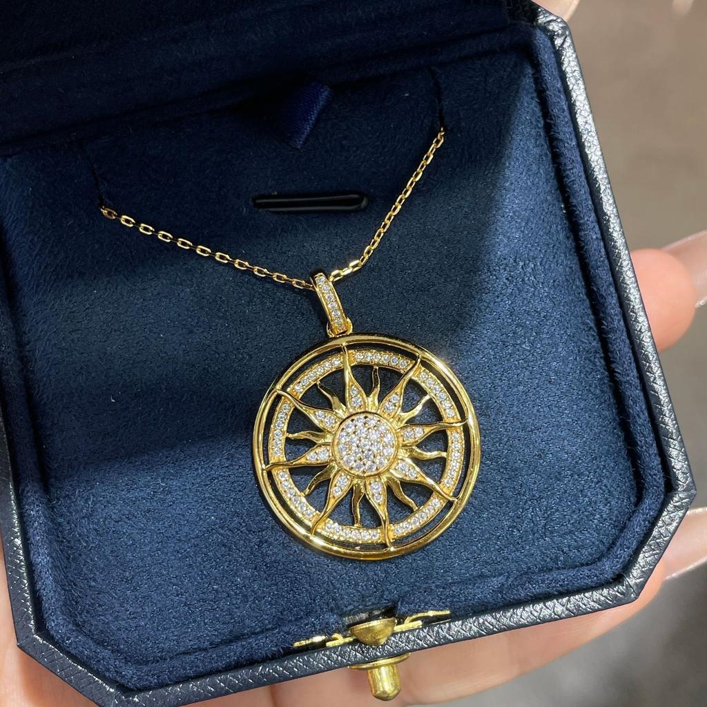 Hot Sale Compass Sun Round Pendant 925 Silver Plated Moissanite Necklace DIY Jewelry Bracelet Making