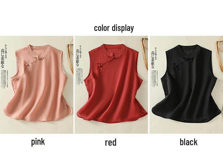 Женский летний ретро топ-жилет без рукавов на пуговицах 2025