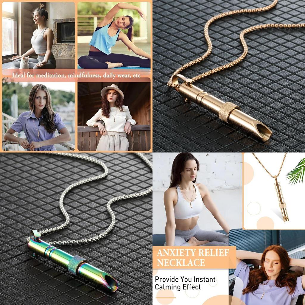 Подвеска для медитации и осознанности из нержавеющей стали, свисток для контроля дыхания, длинное ожерелье