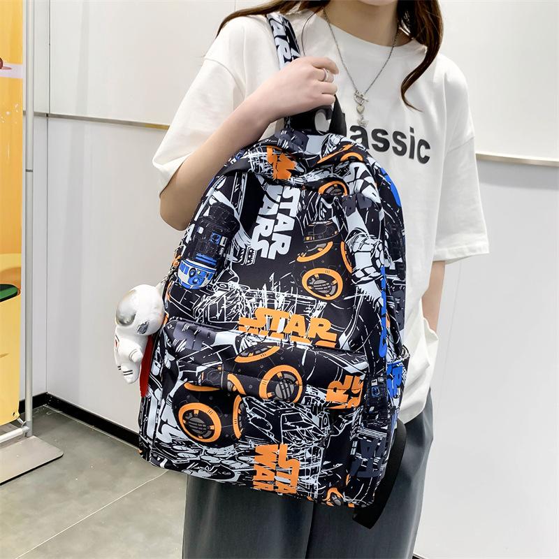 Schoolbag Large Capacity Portable Casual Backpack Trend Graffiti Fashion Premium Backpack Lightweight Middle and High School Student School Bag