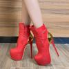Autumn Winter Platform Boots Woman Belt Buckle Short Ankle Boots 16CM Stiletto High Heels Party Pole Dance Ladies Shoes
