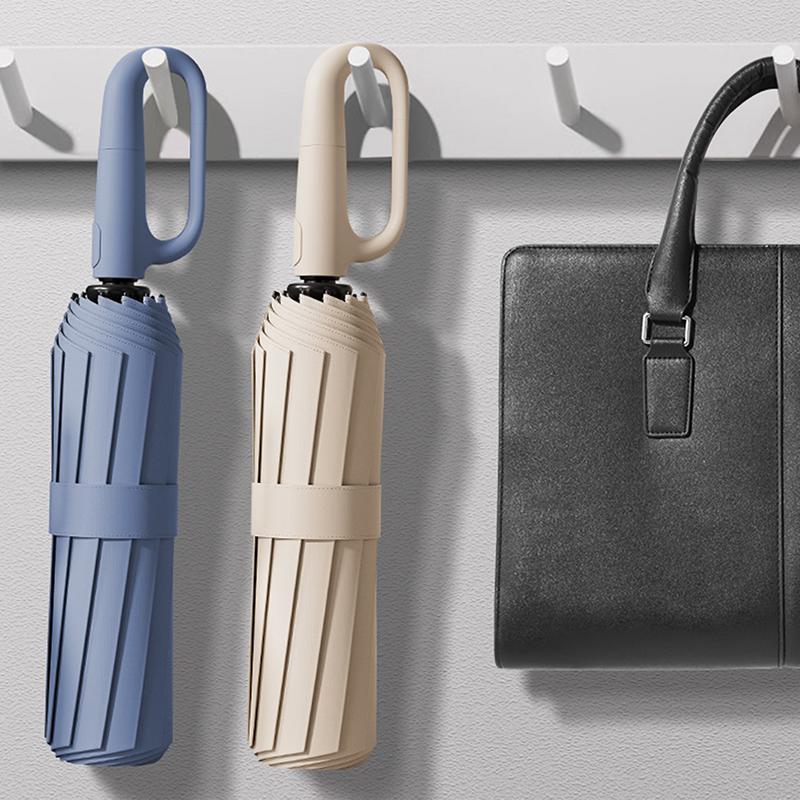 Полностью автоматический зонт, складывающийся в обратном направлении, с ветрозащитной светоотражающей полосой, УФ-зонты для мужчин и женщин, ручка-карабин для путешествий