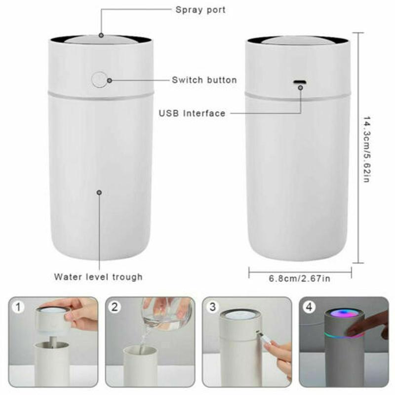 320ml USB Mini Humidifier LED Night Light Spraying Diffuser for Home Office Car