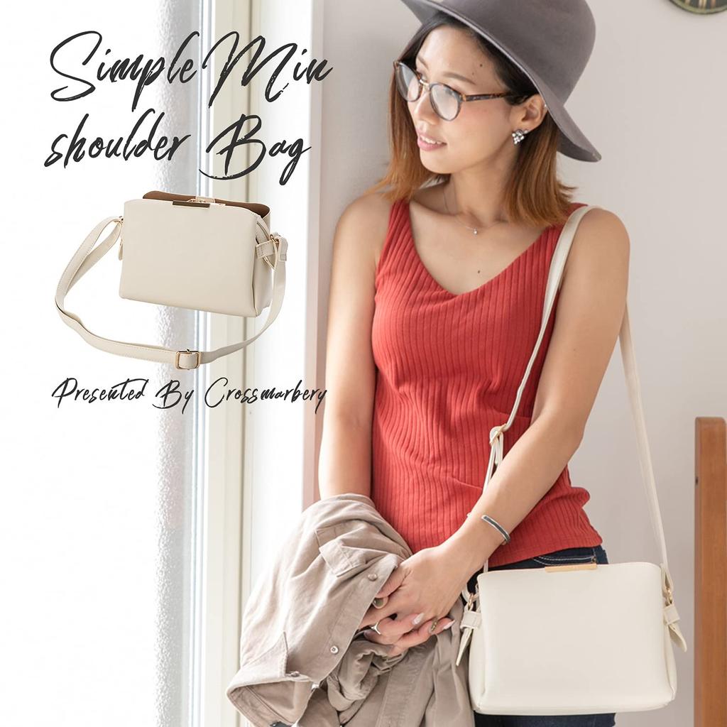 Crossmarberry Mini Shoulder Bag with Multiple Storage Perfect for Office and Going for Women and Ivory Zipper, Pockets, Casual, Simple, Stylish, Cute,