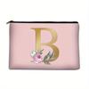 Flower  Letter Print Zipper Storage Bag  Lightweight Versatile Pouch Trendy Clutch Bag