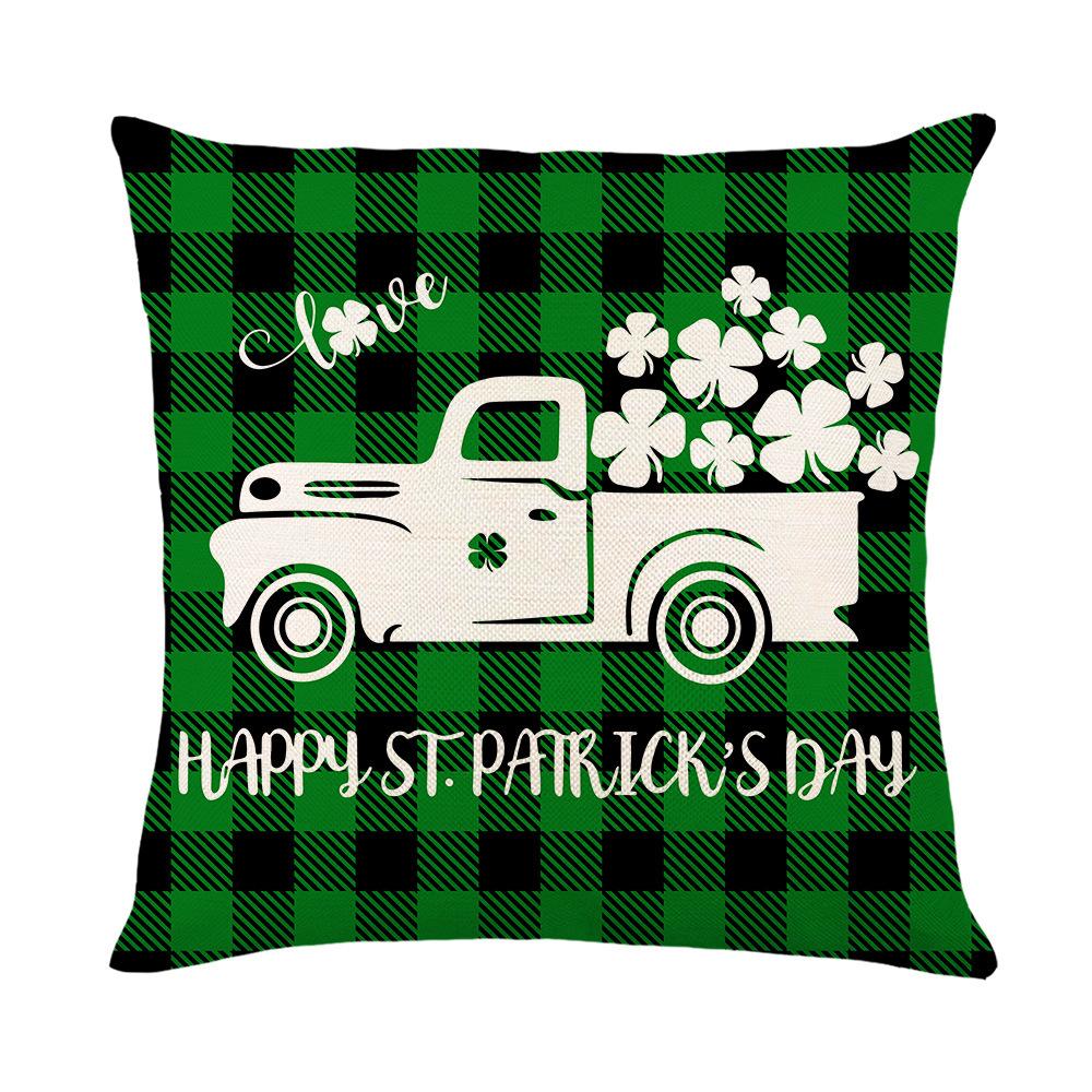 Combination Festival Cushion St. Patrick's Day Cushion Green Plaid Four-leaf Clover Sofa Cushion