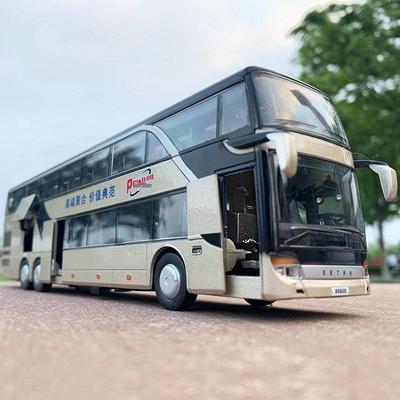 Bao Silun 66029 Автобус из сплава, детская игрушечная модель автомобиля со звуком и светом, двухэтажный автобус с инерционным механизмом.