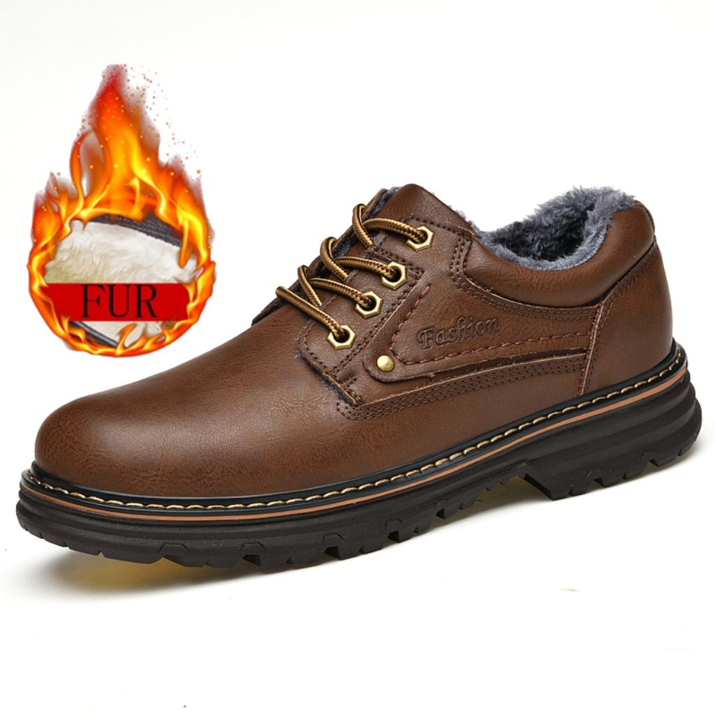 Outdoor Retro Oxford Shoes Men Casual Wearable Lace Up Round Toe Platform Thick Outsole Genuine Leather Shoes Chunky Heel 4.5cm