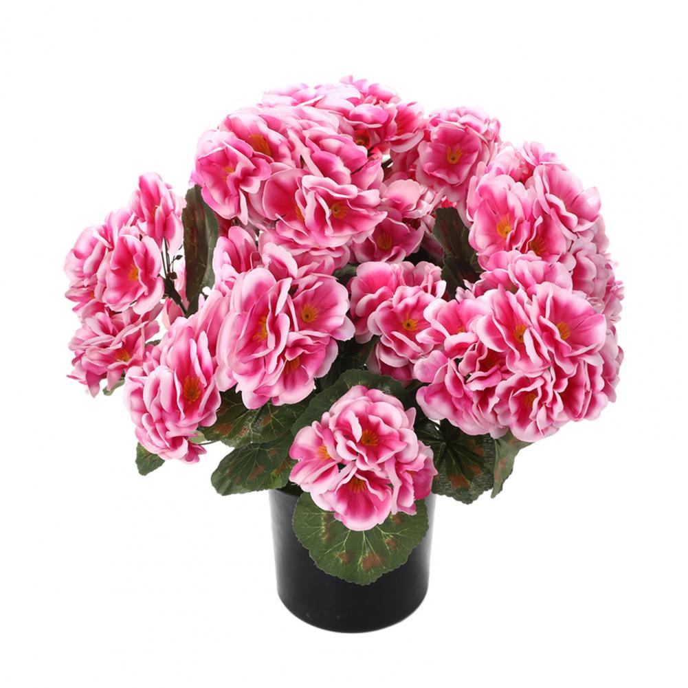 Искусственные цветы герани для улицы, 13 дюймов, в горшке, куст поддельных гераней, УФ-стойкий, из искусственного шелка, для декора крыльца