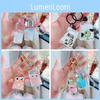 Adorable Cartoon Acrylic Keychain Floating Pig Dipped In Milk With Cute Bell Charm