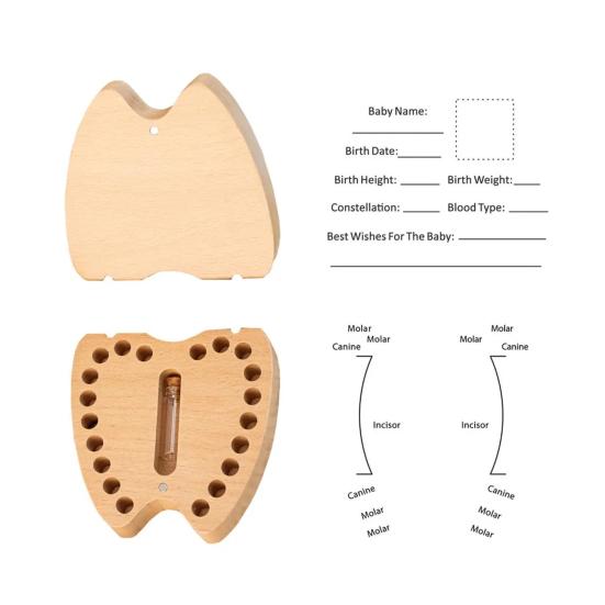 Деревянная коробочка для зубов Коробка для хранения молочных зубов Коробка для памятных вещей для детских зубов Витрина для зубов для детей Сохранение молочных зубов