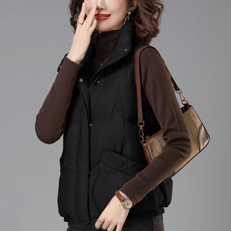 Женский пуховый жилет осень-зима новый стиль верхняя одежда белый гусиный пух укороченный свободный стильный утолщенный жилет