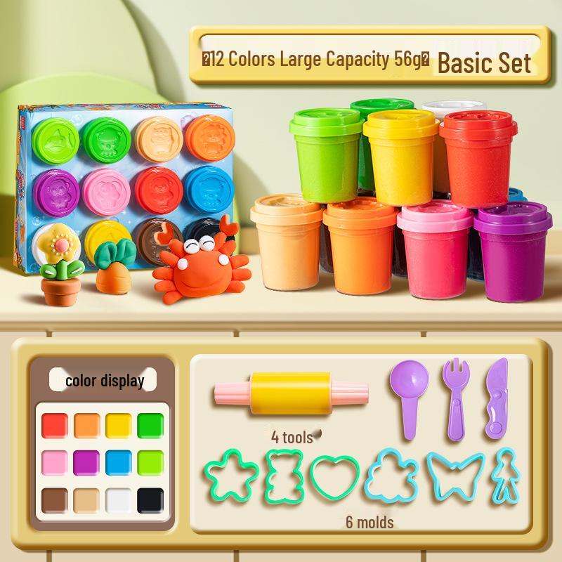 Набор 12-цветного пищевого моделирующего пластилина без запаха для детей