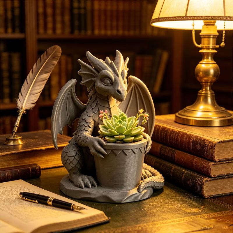 3D-печать горшок для цветов в виде дракона горшок для суккулентов зеленое растение горшок для цветов фэнтези летающий дракон держит горшок настольное хранение декоративный держатель для ручек