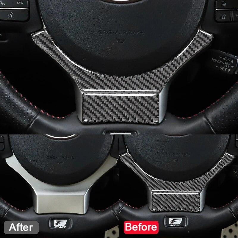 2pcs for Lexus NX 200 200T 300H 2014- Car Steering Wheel Decor Trim Stickers Decal Carbon Fiber Auto Interior Accessories