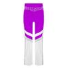 Girls Shiny Rhinestone Flared Pants Elastic Waistband Color Block Bell Bottom Gymnastics Costume