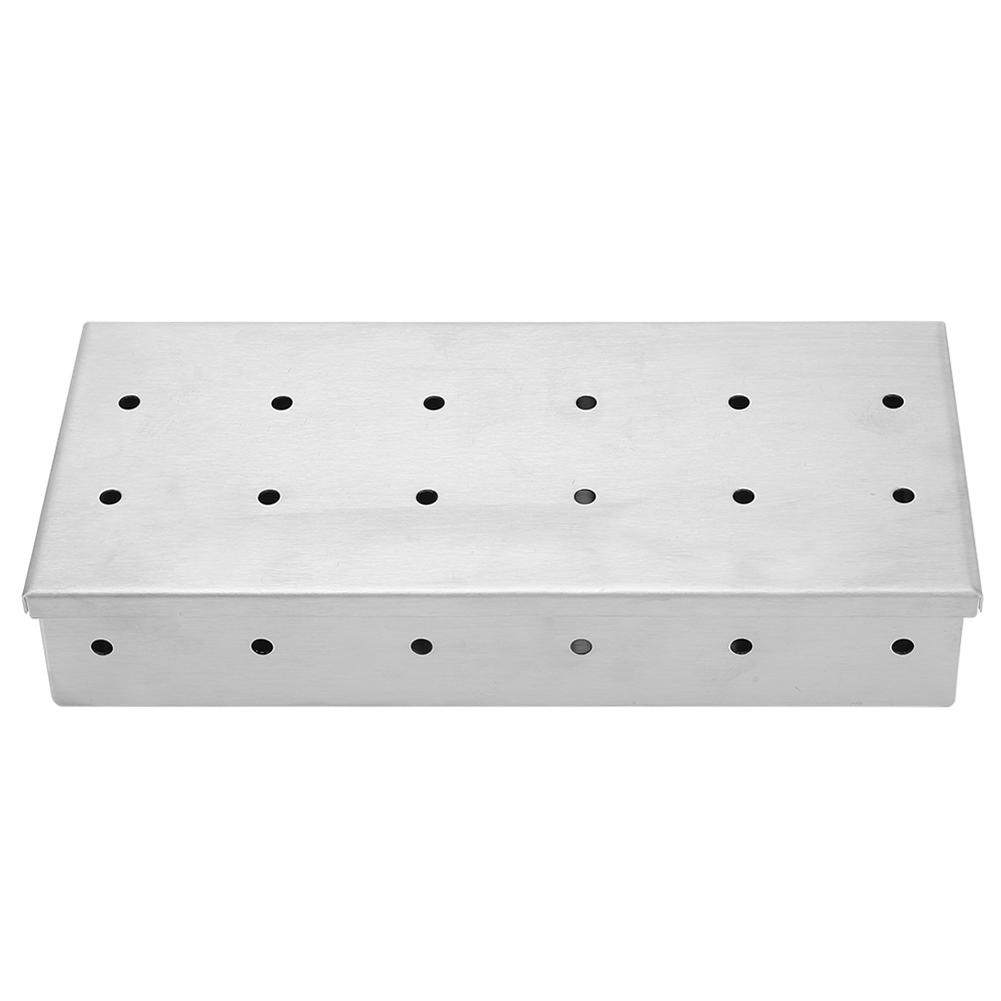 Большая емкость для копчения из нержавеющей стали, коптильня для барбекю, щепки, аксессуары для гриля