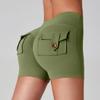 Women's High Waisted Pocket Sports Fitness Nude High Stretch Quick Dry Workwear Peach Butt Yoga Shorts