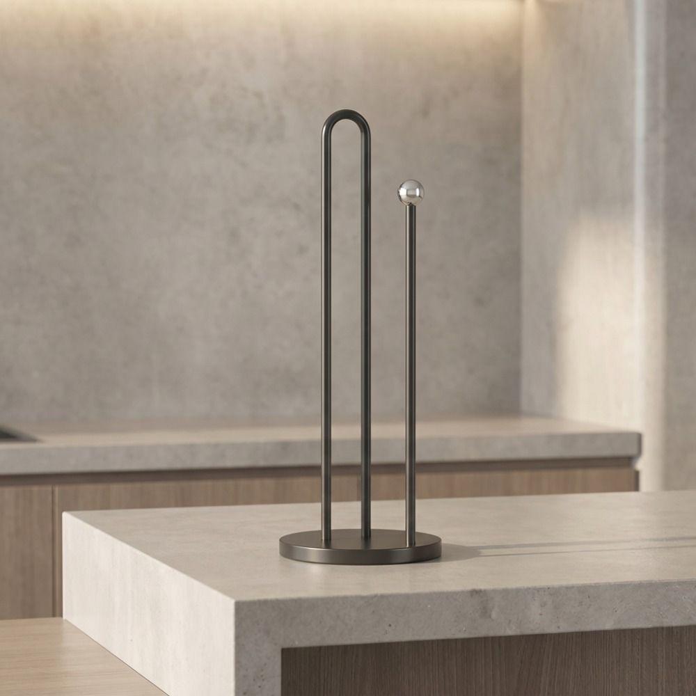 Stable Base Paper Towel Holder Non-slip Easy to Tear Vertical Napkin Dispenser Multifunctional Space Saving