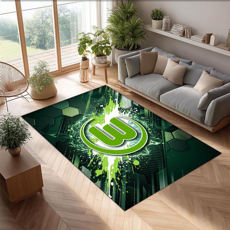 VfL Wolfsburg FC Soccer Football Pattern Soft Area Rug Non Slip Indoor Floor Carpet Sports Decor Mat for Bedroom