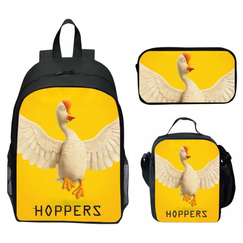 Hoppers Beaver Metamorphosis Print 3-Piece Set School Backpack Lunch Bag Pencil Case Cartoon Student Set