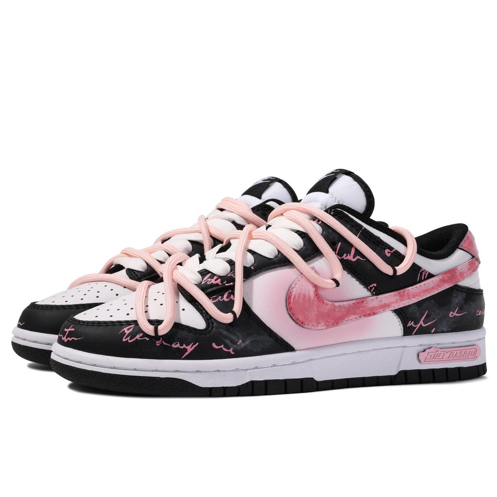 Nike Кроссовки Dunk ADCDAVINCI Custom Низкие Скейтбордические Мужские Черно-Розово-Белые DD1391-100(КомандаМ-)