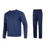Однотонная футболка с круглым вырезом, длинным рукавом и длинными брюками, повседневный спортивный комплект для мужчин, синий цвет 22600303-408+21500737-408