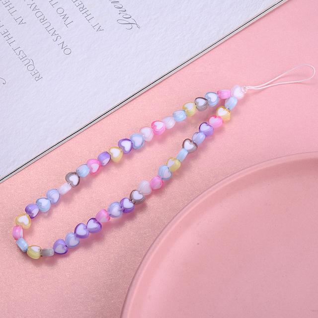Модные женские акриловые глиняные каменные бусины, цепочка для мобильного телефона, ремешок для мобильного телефона, подвесной шнур, брелок для ключей, ювелирные изделия, настраиваемые