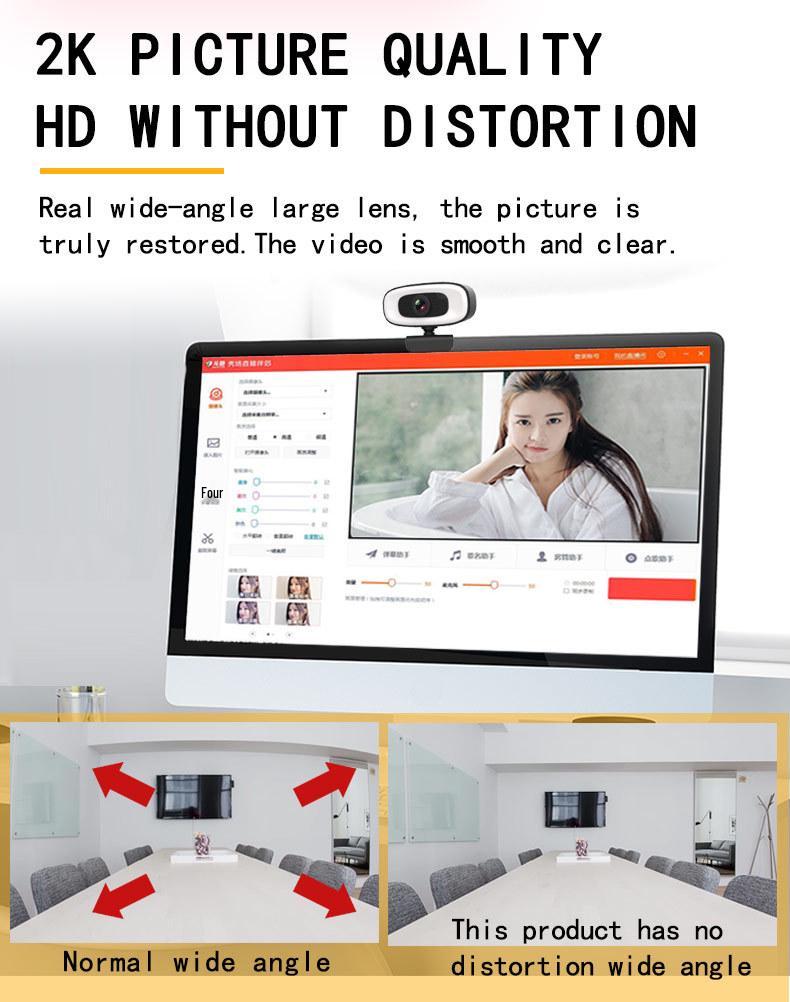 PC Webcam with Microphone, 2K/4K Streaming, USB, Full HD Autofocus, Driver-Free, Ideal for Online Classes